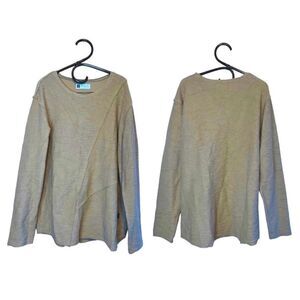 Leif Nelson tan XXL Turkish cotton blend slim fit sweater